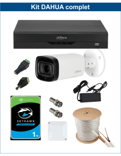 KIT DAHUA, DAH-A1IEXT5B60C, DVR + HDD + 1xCAMERA, 5MP, IR 60m