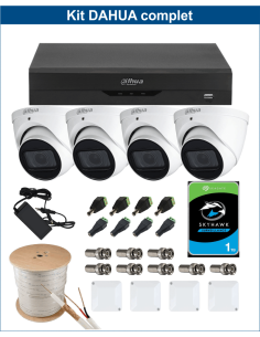 KIT DAHUA, DAH-A4IEXT5D60C, DVR + HDD + 4xCAMERA, 5MP, IR 60m