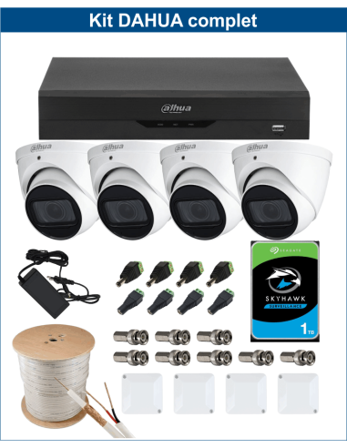 KIT DAHUA, DAH-A4IEXT5D60C, DVR + HDD + 4xCAMERA, 5MP, IR 60m