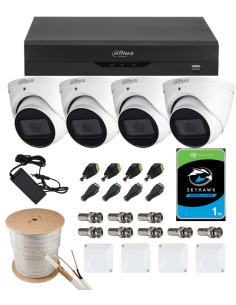 KIT DAHUA, DAH-A4IEXT5D60C, DVR + HDD + 4xCAMERA, 5MP, IR 60m 2