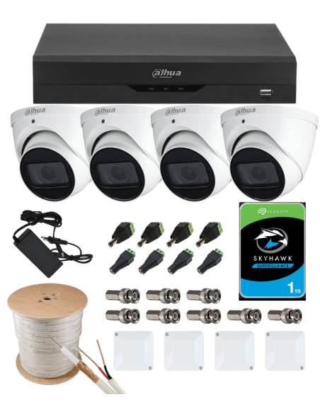 KIT DAHUA, DAH-A4IEXT5D60C, DVR + HDD + 4xCAMERA, 5MP, IR 60m