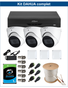 KIT DAHUA, DAH-A3IEXT5D60C, DVR + HDD + 3xCAMERA, 5MP, IR 60m