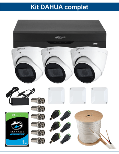 KIT DAHUA, DAH-A3IEXT5D60C, DVR + HDD + 3xCAMERA, 5MP, IR 60m