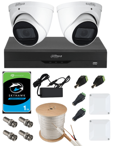 KIT DAHUA, DAH-A2IEXT5D60C, DVR + HDD + 2xCAMERA, 5MP, IR 60m