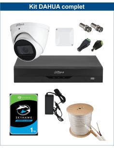 KIT DAHUA, DAH-A1IEXT5D60C, DVR + HDD + 1xCAMERA, 5MP, IR 60m