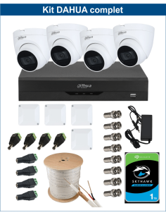 KIT DAHUA, DAH-A4IINT5D25C, DVR + HDD + 4xCAMERA, 5MP, IR 25m