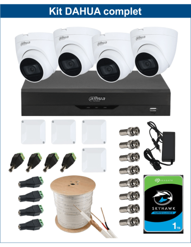 KIT DAHUA, DAH-A4IINT5D25C, DVR + HDD + 4xCAMERA, 5MP, IR 25m