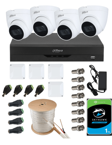 KIT DAHUA, DAH-A4IINT5D25C, DVR + HDD + 4xCAMERA, 5MP, IR 25m