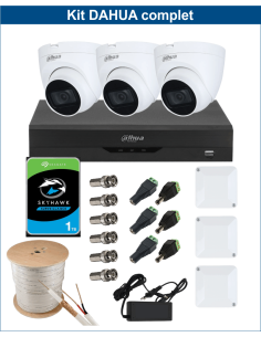 KIT DAHUA, DAH-A3IINT5D25C, DVR + HDD + 3xCAMERA, 5MP, IR 25m