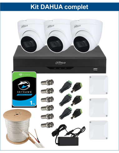 KIT DAHUA, DAH-A3IINT5D25C, DVR + HDD + 3xCAMERA, 5MP, IR 25m