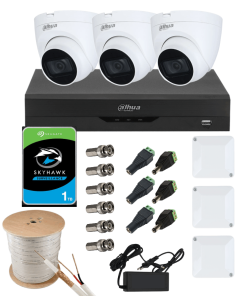 KIT DAHUA, DAH-A3IINT5D25C, DVR + HDD + 3xCAMERA, 5MP, IR 25m 2