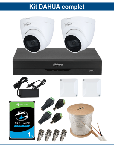 KIT DAHUA, DAH-A2IINT5D25C, DVR + HDD + 2xCAMERA, 5MP, IR 25m