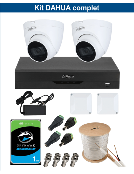 KIT DAHUA, DAH-A2IINT5D25C, DVR + HDD + 2xCAMERA, 5MP, IR 25m