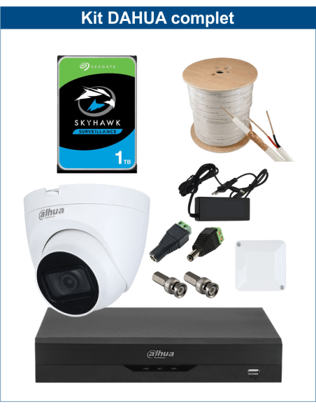 KIT DAHUA, DAH-A1IINT5D25C, DVR + HDD + 1xCAMERA, 5MP, IR 25m