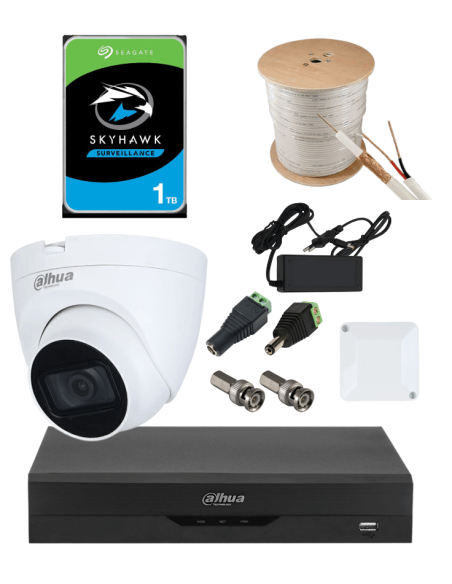 KIT DAHUA, DAH-A1IINT5D25C, DVR + HDD + 1xCAMERA, 5MP, IR 25m