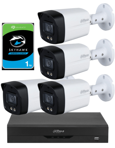 KIT DAHUA, DAH-A4IEXT5B40P, DVR + HDD + 4xCAMERA, 5MP, IR 40m