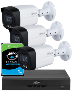 KIT DAHUA, DAH-A3IEXT5B40P, DVR + HDD + 3xCAMERA, 5MP, IR 40m 2