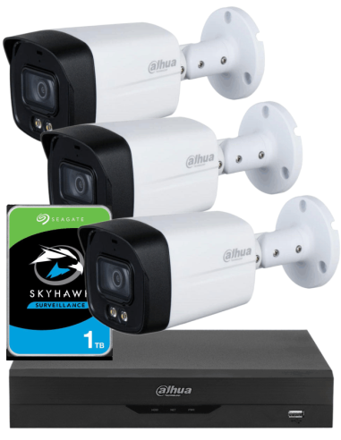 KIT DAHUA, DAH-A3IEXT5B40P, DVR + HDD + 3xCAMERA, 5MP, IR 40m