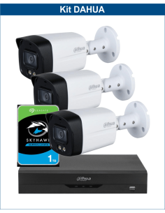 KIT DAHUA, DAH-A3IEXT5B40P, DVR + HDD + 3xCAMERA, 5MP, IR 40m