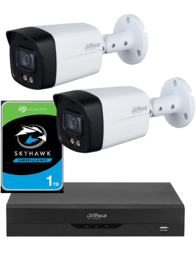 KIT DAHUA, DAH-A2IEXT5B40P, DVR + HDD + 2xCAMERA, 5MP, IR 40m