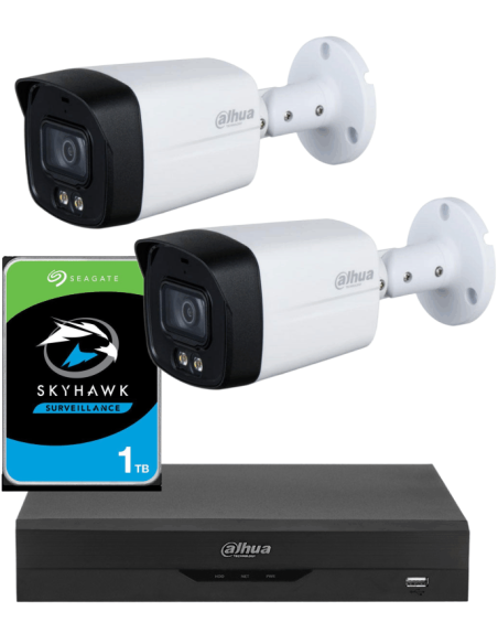 KIT DAHUA, DAH-A2IEXT5B40P, DVR + HDD + 2xCAMERA, 5MP, IR 40m