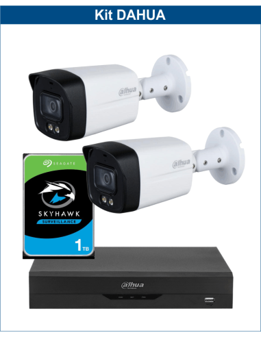 KIT DAHUA, DAH-A2IEXT5B40P, DVR + HDD + 2xCAMERA, 5MP, IR 40m