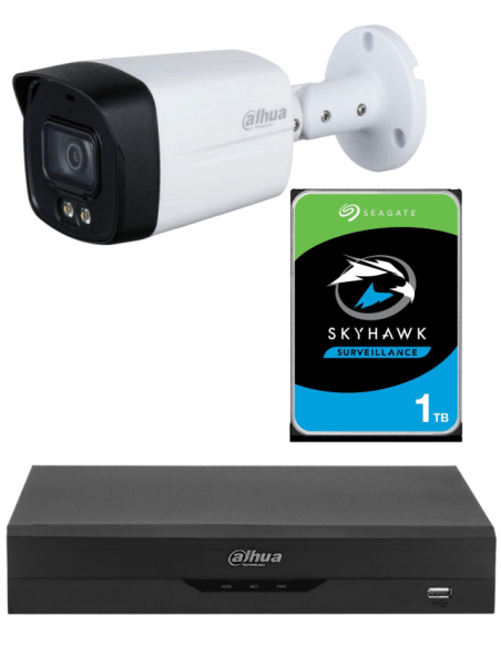 KIT DAHUA, DAH-A1IEXT5B40P, DVR + HDD + 1xCAMERA, 5MP, IR 40m
