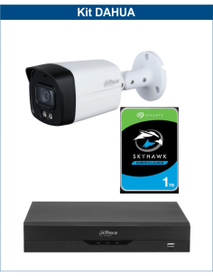 KIT DAHUA, DAH-A1IEXT5B40P, DVR + HDD + 1xCAMERA, 5MP, IR 40m