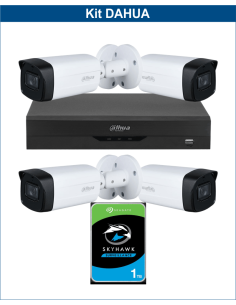 KIT DAHUA, DAH-A4IEXT5B80P, DVR + HDD + 4xCAMERA, 5MP, IR 80m
