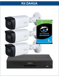 KIT DAHUA, DAH-A3IEXT5B80P, DVR + HDD + 3xCAMERA, 5MP, IR 80m