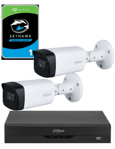 KIT DAHUA, DAH-A2IEXT5B80P, DVR + HDD + 2xCAMERA, 5MP, IR 80m