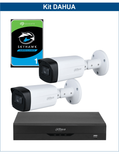 KIT DAHUA, DAH-A2IEXT5B80P, DVR + HDD + 2xCAMERA, 5MP, IR 80m