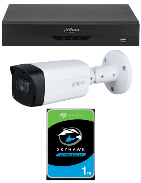 KIT DAHUA, DAH-A1IEXT5B80P, DVR + HDD + 1xCAMERA, 5MP, IR 80m
