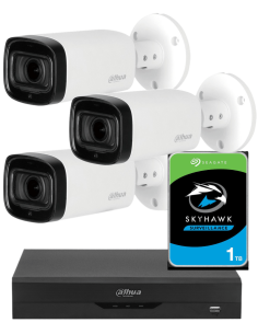 KIT DAHUA, DAH-A3IEXT5B60P, DVR + HDD + 3xCAMERA, 5MP, IR 60m 2