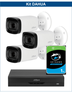 KIT DAHUA, DAH-A3IEXT5B60P, DVR + HDD + 3xCAMERA, 5MP, IR 60m
