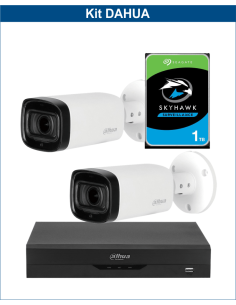 KIT DAHUA, DAH-A2IEXT5B60P, DVR + HDD + 2xCAMERA, 5MP, IR 60m