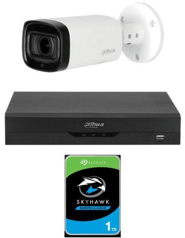 KIT DAHUA, DAH-A1IEXT5B60P, DVR + HDD + 1xCAMERA, 5MP, IR 60m