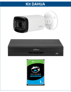 KIT DAHUA, DAH-A1IEXT5B60P, DVR + HDD + 1xCAMERA, 5MP, IR 60m