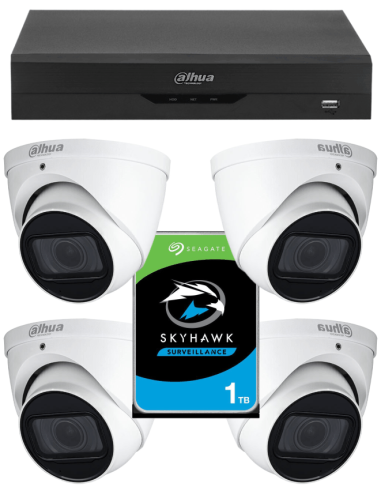KIT DAHUA, DAH-A4IEXT5D60P, DVR + HDD + 4xCAMERA, 5MP, IR 60m