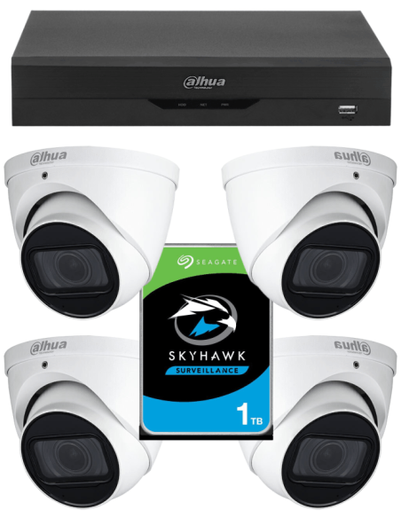 KIT DAHUA, DAH-A4IEXT5D60P, DVR + HDD + 4xCAMERA, 5MP, IR 60m