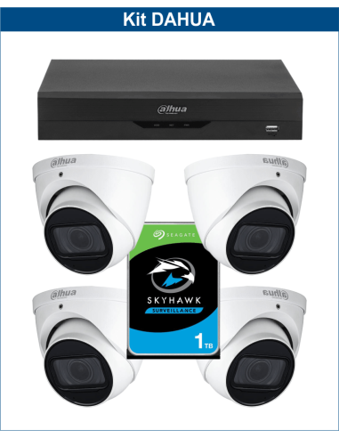 KIT DAHUA, DAH-A4IEXT5D60P, DVR + HDD + 4xCAMERA, 5MP, IR 60m