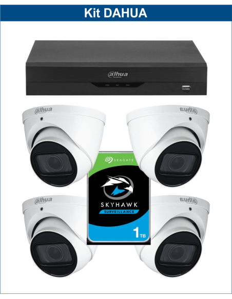 KIT DAHUA, DAH-A4IEXT5D60P, DVR + HDD + 4xCAMERA, 5MP, IR 60m