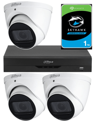 KIT DAHUA, DAH-A3IEXT5D60P, DVR + HDD + 3xCAMERA, 5MP, IR 60m