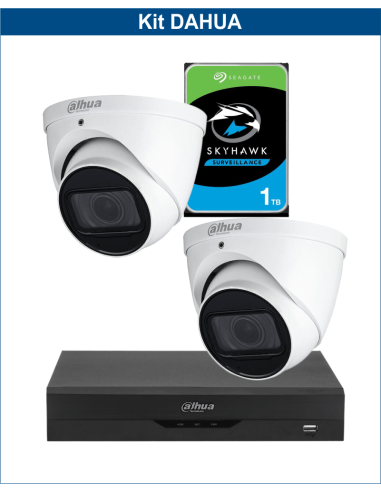 KIT DAHUA, DAH-A2IEXT5D60P, DVR + HDD + 2xCAMERA, 5MP, IR 60m