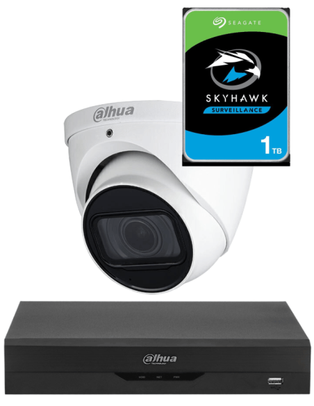 KIT DAHUA, DAH-A1IEXT5D60P, DVR + HDD + 1xCAMERA, 5MP, IR 60m