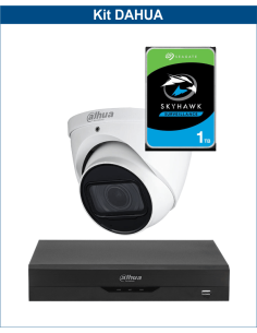 KIT DAHUA, DAH-A1IEXT5D60P, DVR + HDD + 1xCAMERA, 5MP, IR 60m