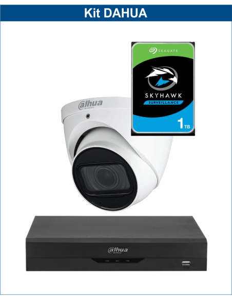 KIT DAHUA, DAH-A1IEXT5D60P, DVR + HDD + 1xCAMERA, 5MP, IR 60m