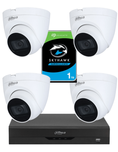KIT DAHUA, DAH-A4IINT5D25P, DVR + HDD + 4xCAMERA, 5MP, IR 25m