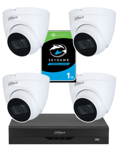 KIT DAHUA, DAH-A4IINT5D25P, DVR + HDD + 4xCAMERA, 5MP, IR 25m