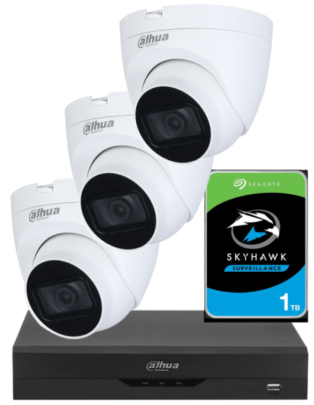 KIT DAHUA, DAH-A3IINT5D25P, DVR + HDD + 3xCAMERA, 5MP, IR 25m